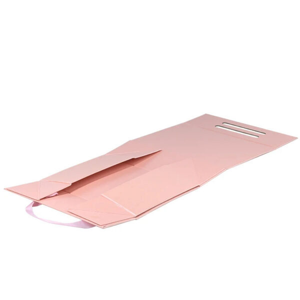 Custom Pink Rigid Gift Box with Ribbon Handles
