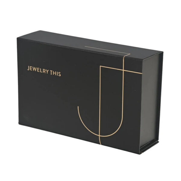 Foldable Magnetic Rigid Jewelry Box with Gold Foil Logo