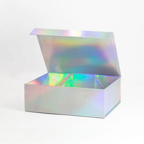Holographic Magnetic Gift Box with Satin Ribbon Closure