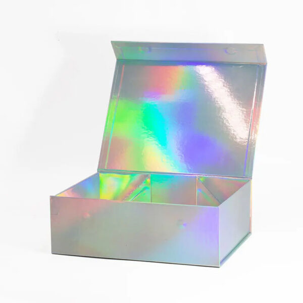 Holographic Magnetic Gift Box with Satin Ribbon Closure