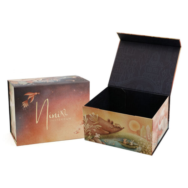 Illustrated Magnetic Rigid Baby Blanket Gift Packaging Box Illustrated Magnetic Rigid Baby Blanket Gift Packaging Box