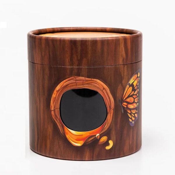 Printed Wood Grain Paper Tube Food Box with Clear Window Printed Wood Grain Paper Tube Food Box with Clear Window
