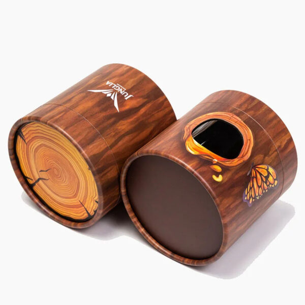 Printed Wood Grain Paper Tube Food Box with Clear Window Printed Wood Grain Paper Tube Food Box with Clear Window