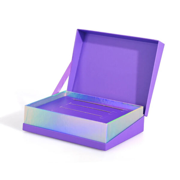 Purple Book Style Gift Box with Holographic Slotted Insert