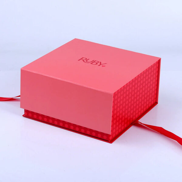 Red Collapsible Period Care Gift Box with Ribbon Closure