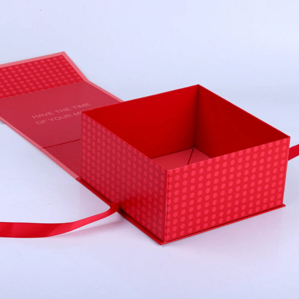 Red Collapsible Period Care Gift Box with Ribbon Closure