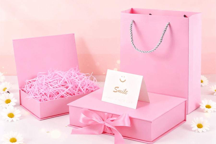 Emballage cadeau magnétique rose haut de gamme personnalisé